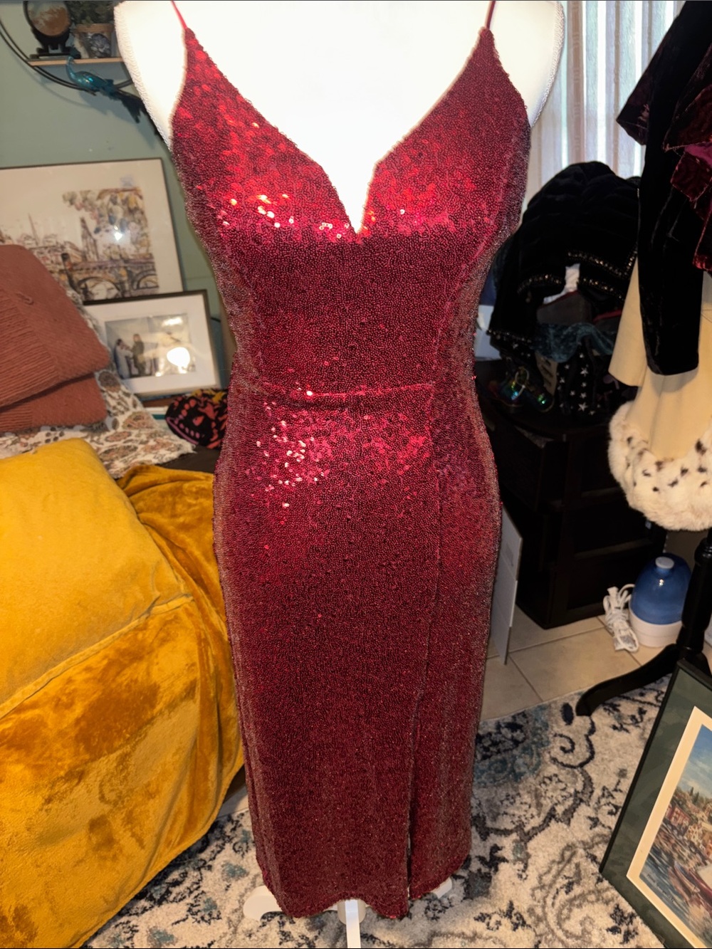 B. Smart Red Sequin ' Dress Sz L